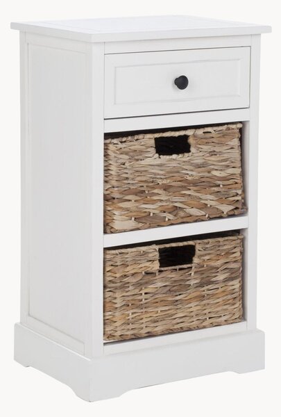 Cassettiera in legno di pino con cesti in rattan Carrie