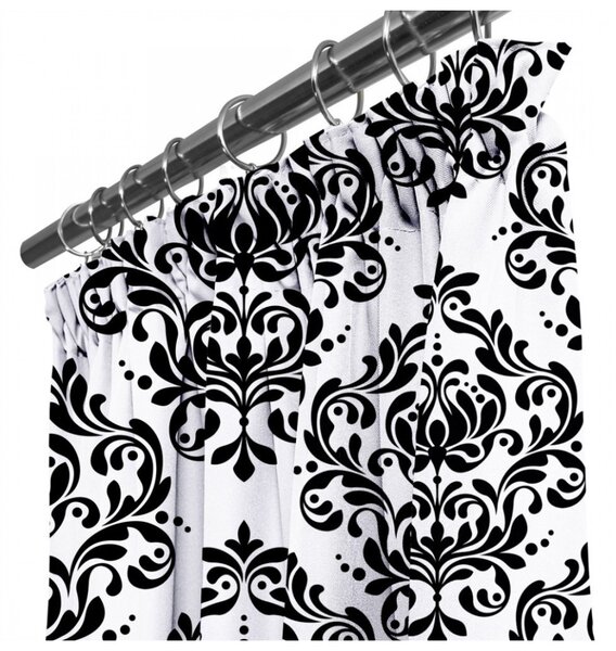 Tenda con nastro 140x250 cm nero+bianco, ornamento barocco