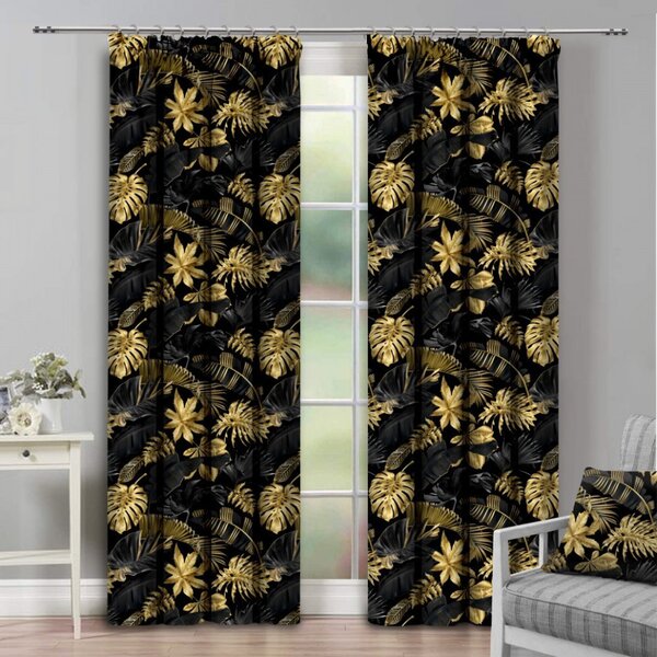 Tenda con nastro 140x250 cm nero, mostro di foglie