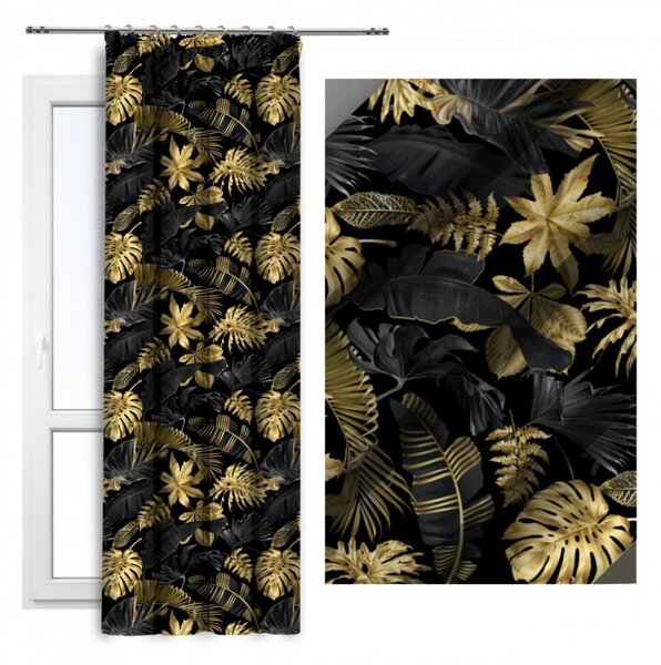 Tenda con nastro 140x250 cm nero, mostro di foglie