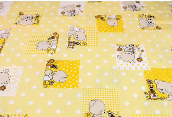 Tessuto di cotone Orsacchiotto giallo, h. 140 cm