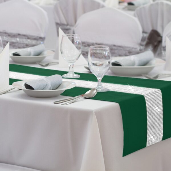 Runner Glamour con zirconi verde bottiglia