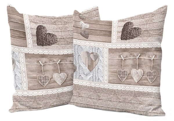 Federa cuscino Shabby love beige 40x40 cm Made in Italy