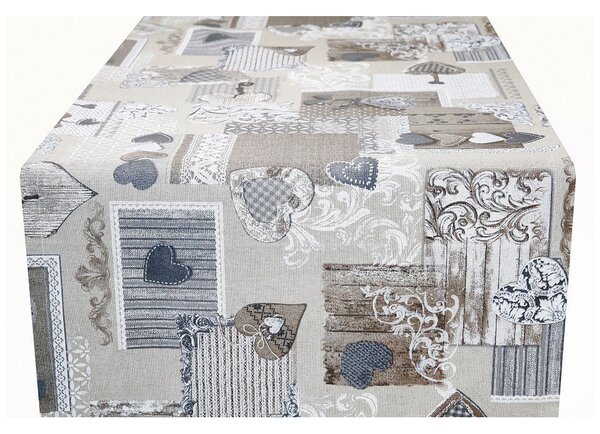 Tessuto al metro - tela - patchwork con cuori taupe