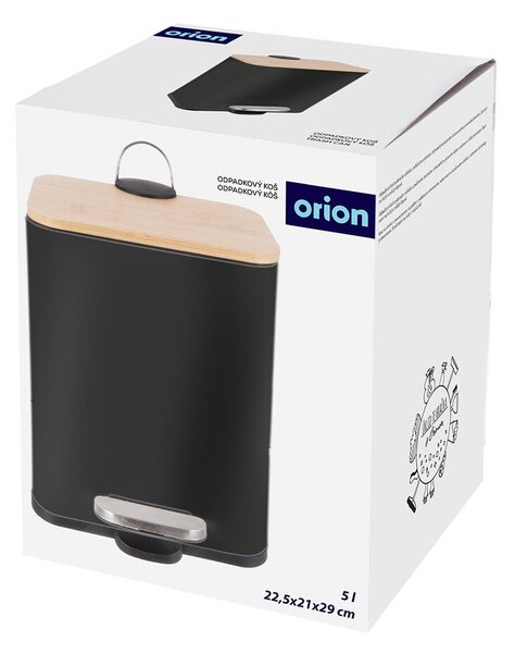 Cestino per la spazzatura nero in acciaio inox con pedale 5 l Black – Orion