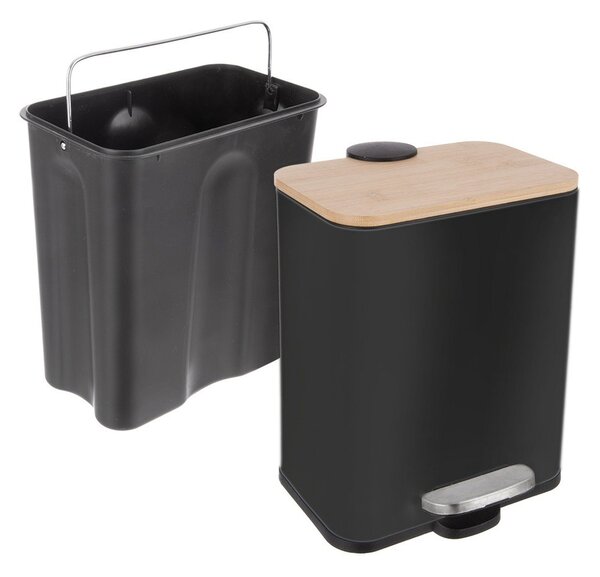 Cestino per la spazzatura nero in acciaio inox con pedale 5 l Black – Orion