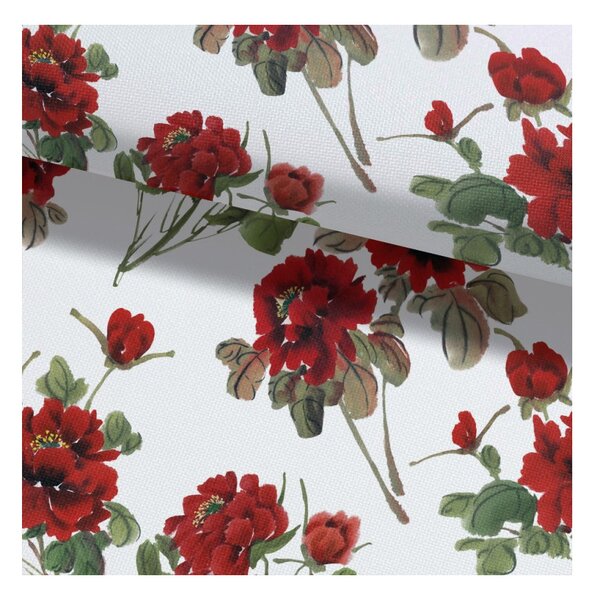 Tessuto fantasia MIGD116 Fiori rossi, altezza 150 cm