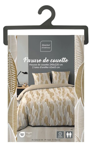 Set copripiumino e federa giallo ocra in microfibra per letto matrimoniale ed esteso 240x220 cm Kim – douceur d'intérieur