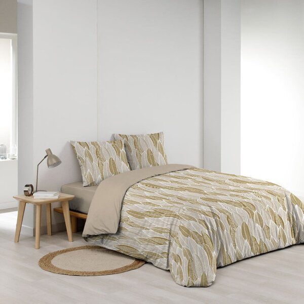 Set copripiumino e federa giallo ocra in microfibra per letto matrimoniale ed esteso 240x220 cm Kim – douceur d'intérieur