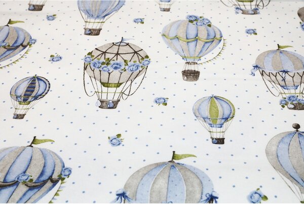 Tessuto di cotone Flanella Mongolfiera blu, h. 145 cm