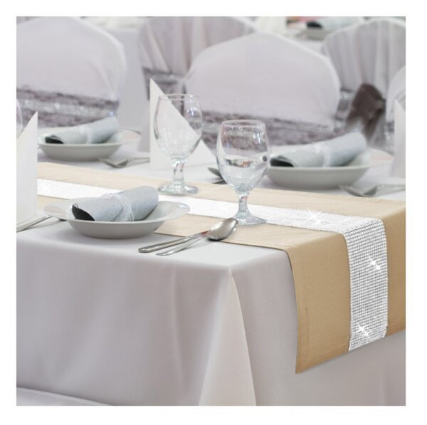 Runner Glamour con zirconi beige