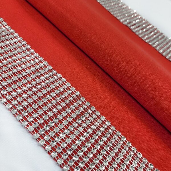 Sottopiatto con zirconi 45x30 cm rosso