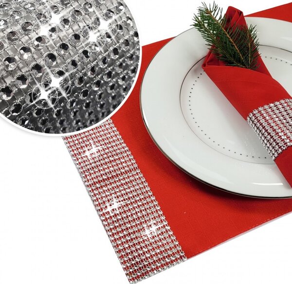 Sottopiatto con zirconi 45x30 cm rosso
