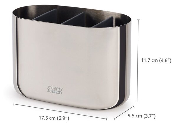 Portaspazzolino verticale color argento lucido in acciaio inox EasyStore Luxe – Joseph Joseph