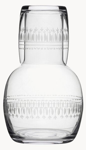 Caraffa e bicchiere in cristallo soffiato Ovals