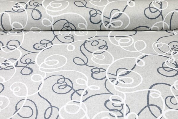 Tessuto al metro - tela - linee, grigio, h. 140 cm