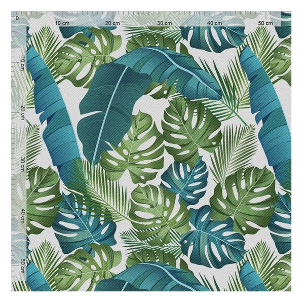 Tessuto fantasia impermeabile MIGD151 foglie di monstera, altezza 160 cm