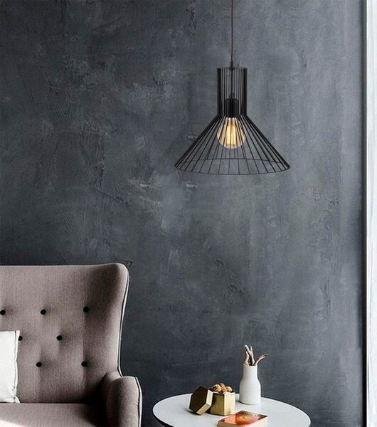 Lampadario nero con paralume in metallo ø 38 cm Fellini – Opviq lights