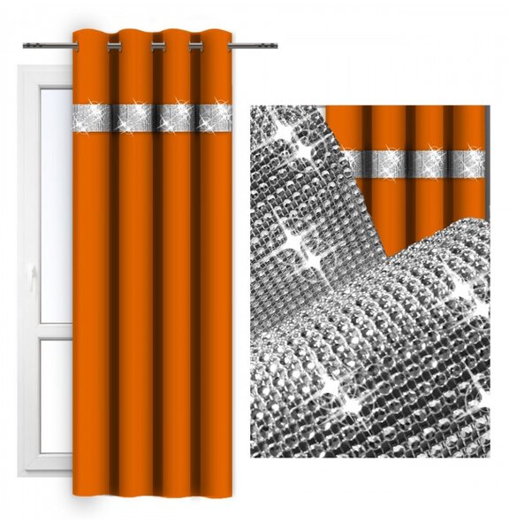 Tenda su anelli con zirconi 140x250 cm arancio