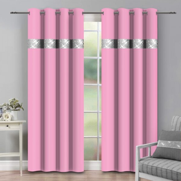 Tenda su anelli con zirconi 140x250 cm rosa chiaro