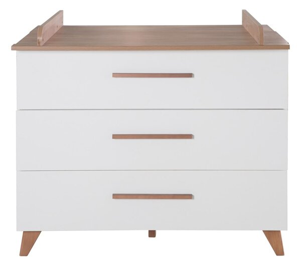 Cassettiera bassa per bambini in rovere con fasciatoio in bianco e naturale 110x98 cm - Roba