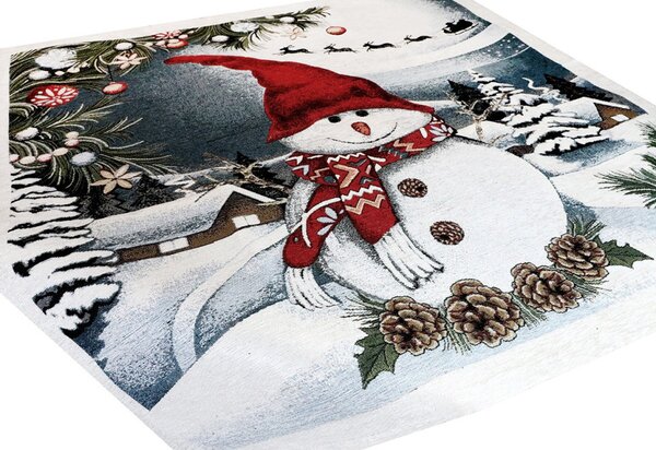 Tovaglia Gobelin Pupazzo di neve 90x90 cm Chenille IT07