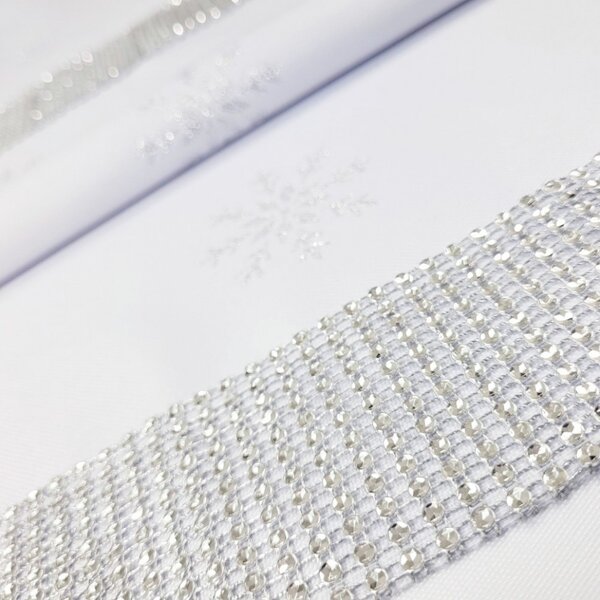 Sottopiatto con zirconi 45x30 cm bianco