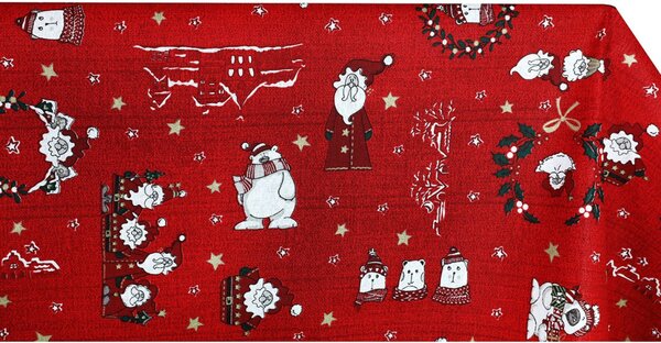 Tessuto cotone al metro - tela - Babbo Natale in rosso, altezza 140 cm