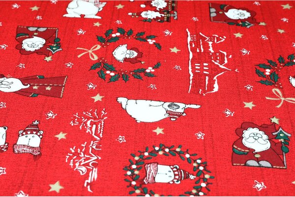 Tessuto cotone al metro - tela - Babbo Natale in rosso, altezza 140 cm