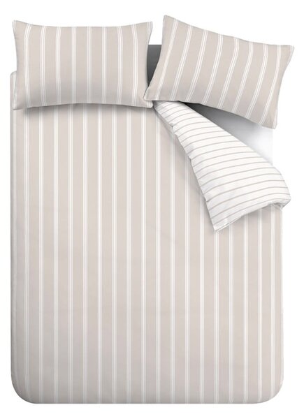 Biancheria da letto beige in cotone per letto matrimoniale/per letto esteso 230x220 cm Ashford Stripe – Bianca