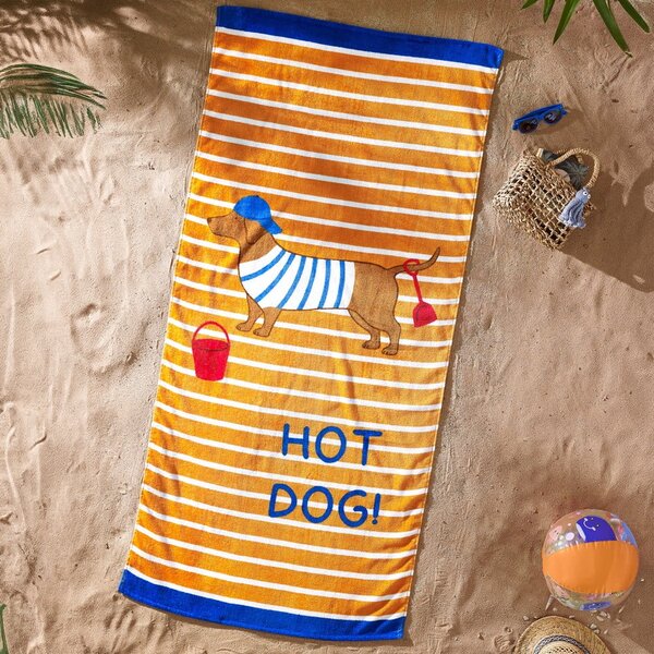 Telo mare arancione in cotone 76x160 cm Hot Dog – Catherine Lansfield