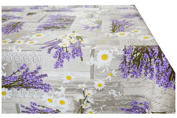 Tovaglia in cotone Lavanda con margarette