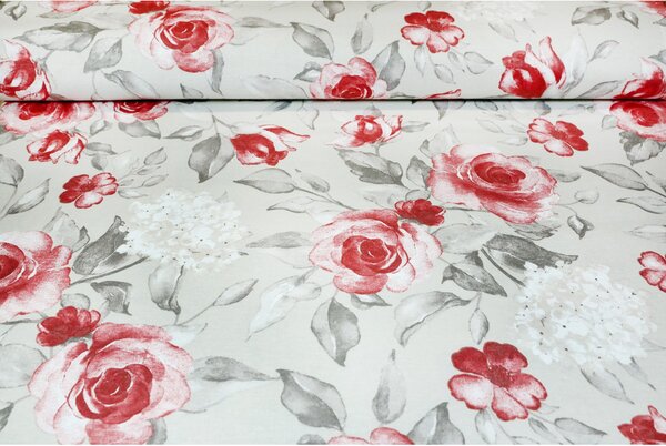 Tovaglia di cotone rose su beige
