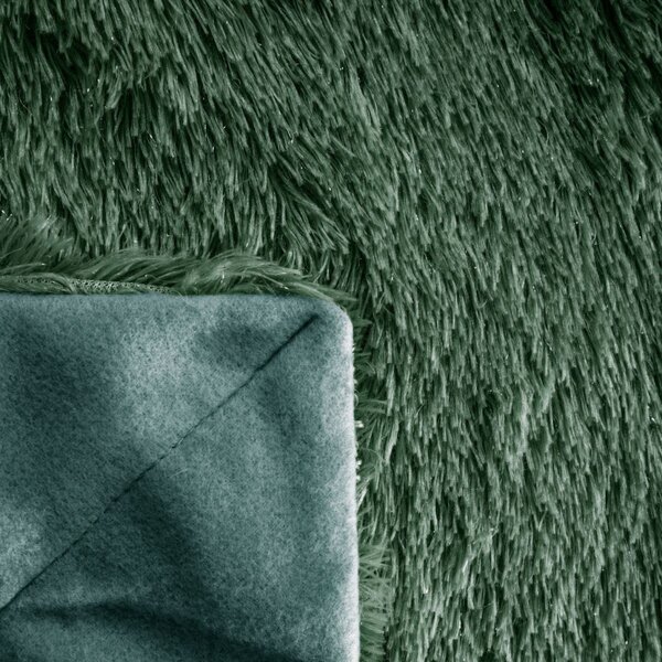 Coperta in pelliccia con filo argento Tiffany verde bottiglia