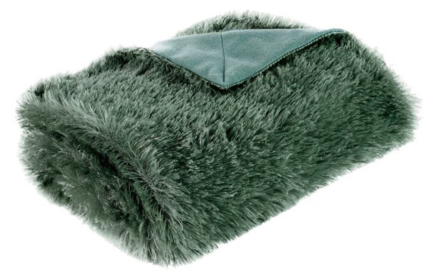 Coperta in pelliccia con filo argento Tiffany verde bottiglia