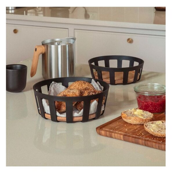 Eva Solo Cestino per il Pane Grande 24,5cm Nordic Kitchen Black Bambù Carbonizzato Tools Design