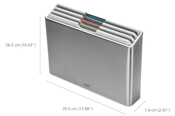 Joseph Joseph Folio Steel 4pz Light Stone Set di 4 Taglieri con Custodia in Acciaio