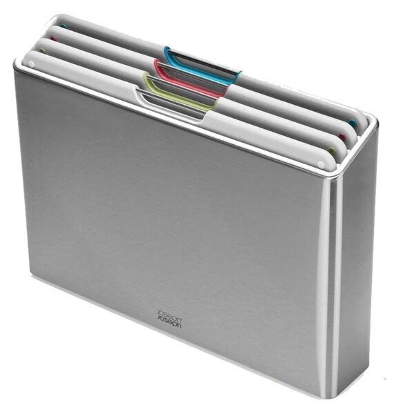 Joseph Joseph Folio Steel 4pz Light Stone Set di 4 Taglieri con Custodia in Acciaio