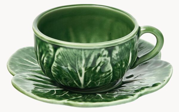 Tazze fatte a mano con piattini Cabbage, set da 4