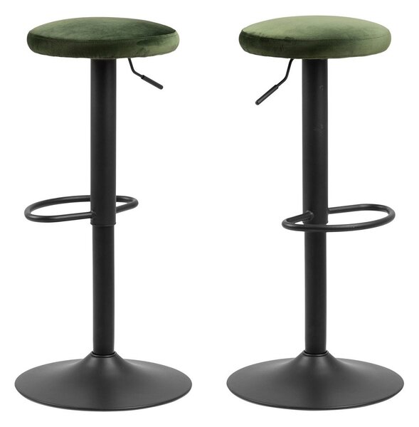 Sedia da bar verde in imbottito con altezza regolabile (altezza della seduta 62 cm) Finch – Actona
