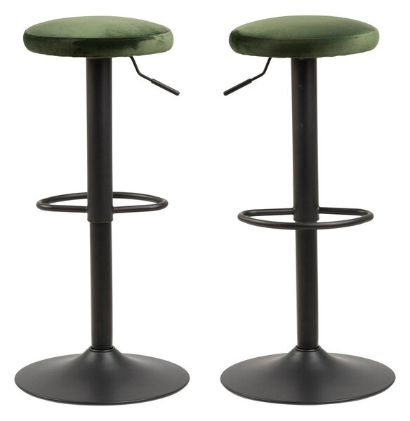 Sedia da bar verde in imbottito con altezza regolabile (altezza della seduta 62 cm) Finch – Actona