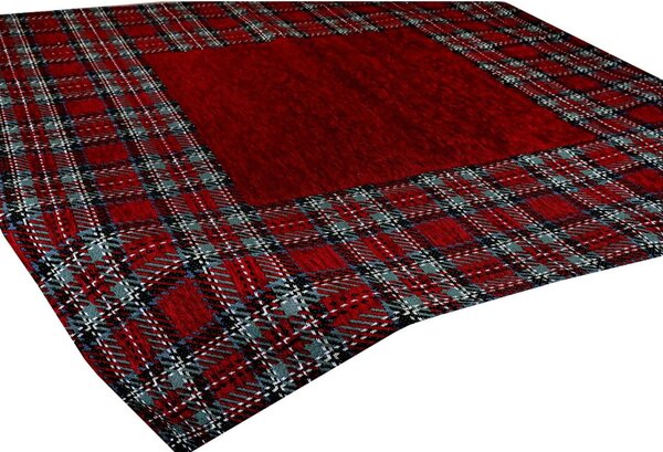 Tovaglia Gobelin Tartan bordó 90x90 cm Chenille IT025
