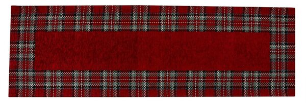 Runner Gobelin Tartan bordó Chenille IT025