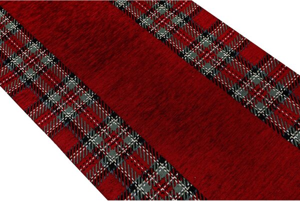Runner Gobelin Tartan bordó Chenille IT025