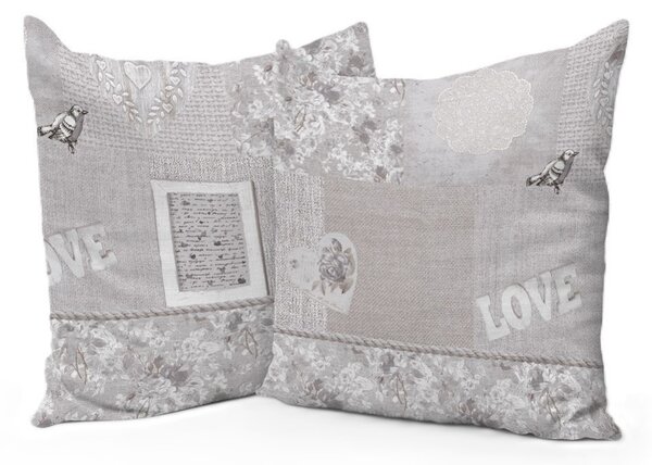 Federa cuscino Romantic shabby beige 40x40 cm Made in Italy