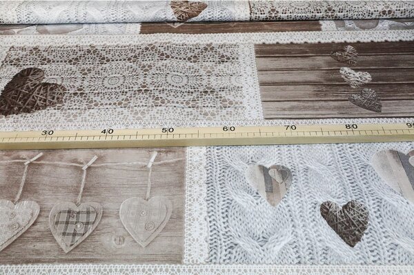 Tessuto di cotone Shabby love beige, h. 145 cm