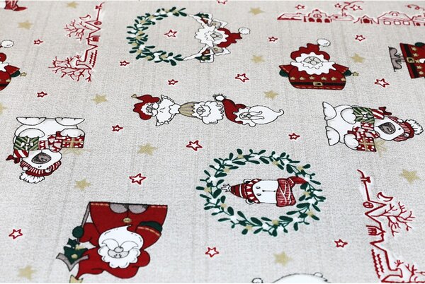Tessuto cotone al metro - tela - Babbo Natale beige, altezza 140 cm