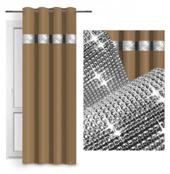 Tenda su anelli con zirconi 140x250 cm beige