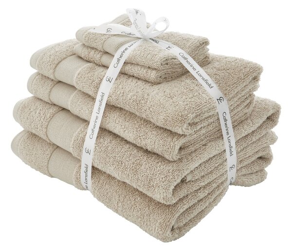Set di asciugamani per viso e corpo tipo terry beige in cotone 6 pz Anti-Bacterial – Catherine Lansfield