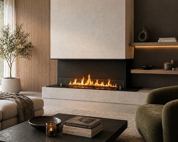 Divina Fire Camino a Bioetanolo da Incasso Trifacciale Biocamino a 3 Lati Aperti 120x50 GIOVE120 TOPLINE - DF1200G